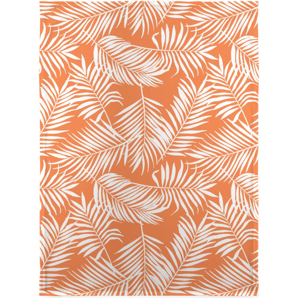 Palm Tree Leaves Blanket, Plush Fleece, 30x40, Orange, Citrus
