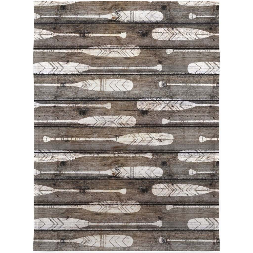 Oars on Barnwood - Neutral Blanket, Plush Fleece, 30x40, Brown, Brown