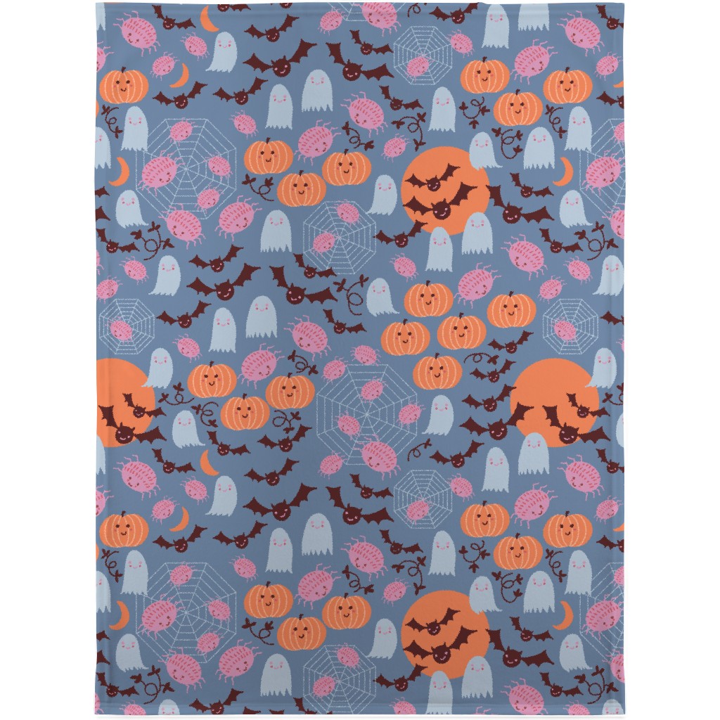 Cute Halloween - Blue and Orange Blanket, Plush Fleece, 30x40, Multicolor