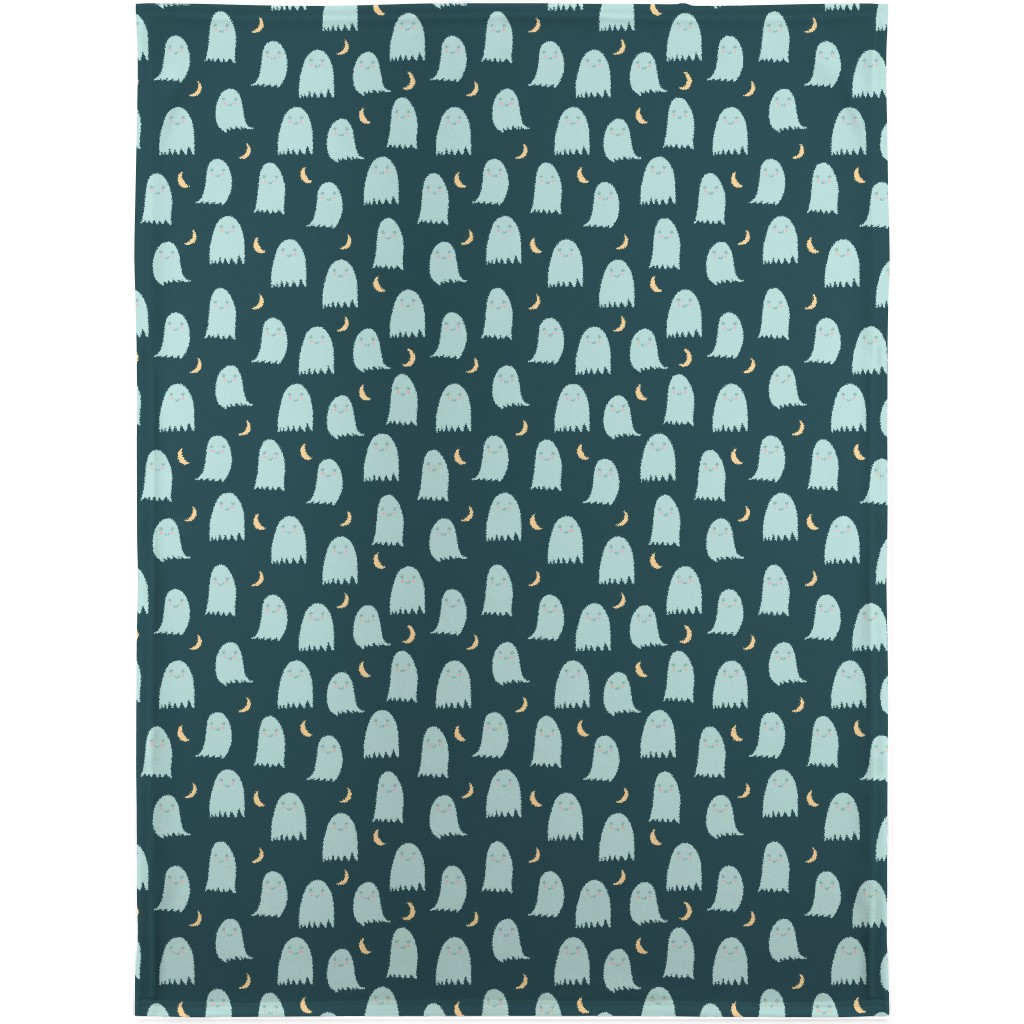Cute Halloween Ghosts Blanket, Plush Fleece, 30x40, Green, Seaweed