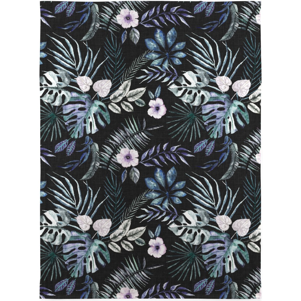 Phantasmagorial Jungle Blanket, Plush Fleece, 30x40, Black, Black