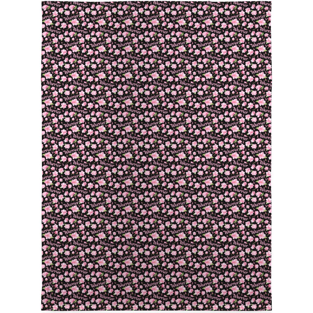 Warrior Pink Ribbon and Flowers - Pink Blanket, Plush Fleece, 30x40, Pink