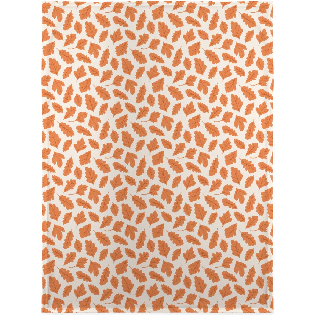 Autumn Leaves - Orange on Cream Blanket, Plush Fleece, 30x40, Orange, Orange