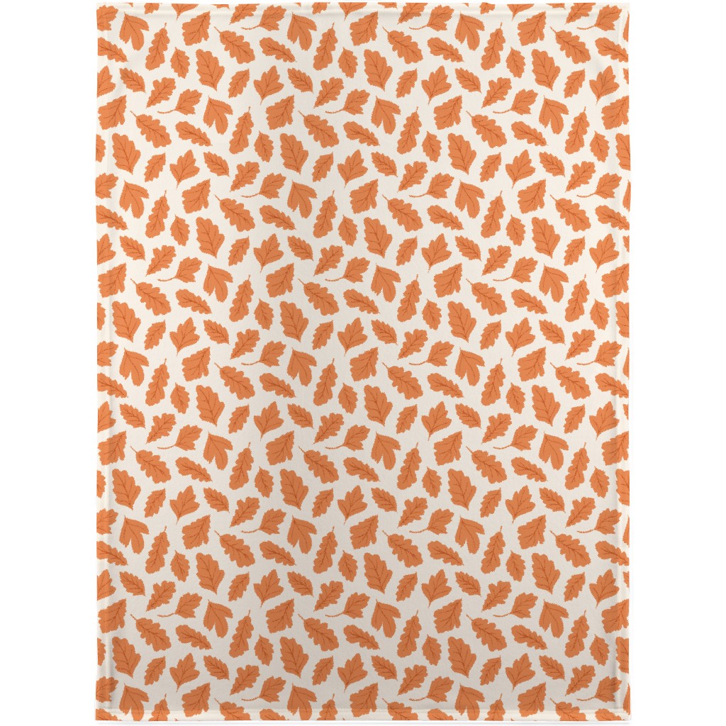 Autumn Leaves - Orange on Cream Blanket, Plush Fleece, 30x40, Orange