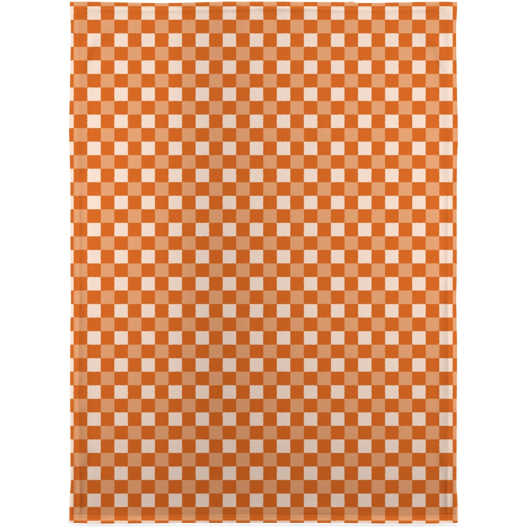 Orange Gingham Plaid Blanket, Plush Fleece, 30x40, Orange
