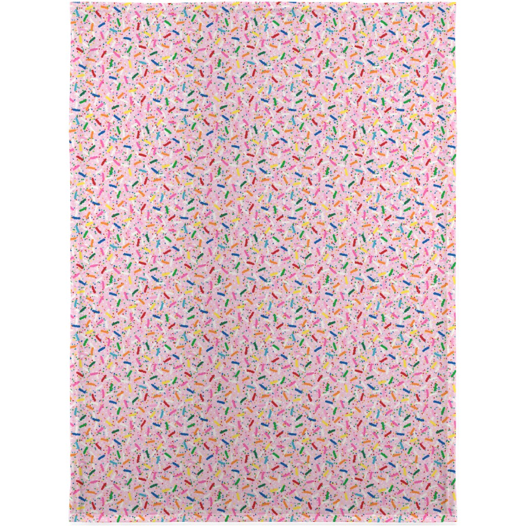 Rainbow Sprinkles Blanket, Plush Fleece, 30x40, Pink, Honeysuckle