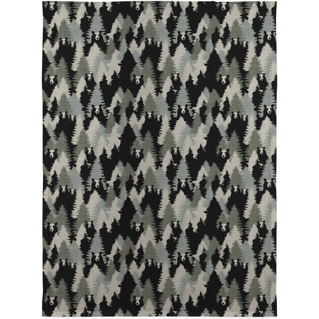 Bears Texture - Green Blanket, Plush Fleece, 30x40, Green, Classic Green