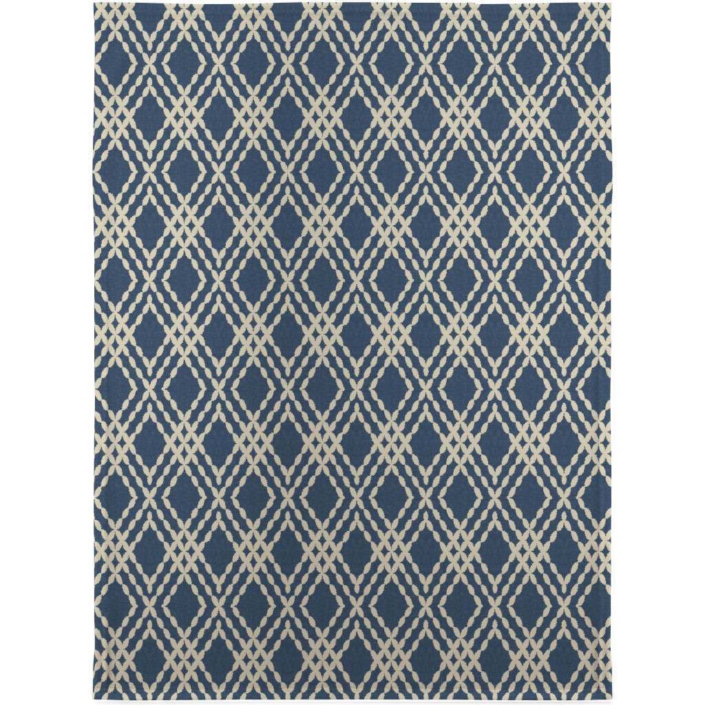 Kensington Lattice - Indigo Blanket, Plush Fleece, 30x40, Blue