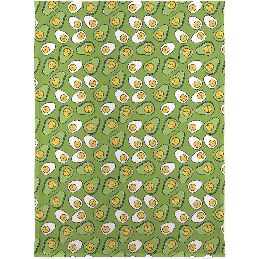 Cute Egg and Avocado - Green Blanket, Plush Fleece, 30x40, Green, Classic Green