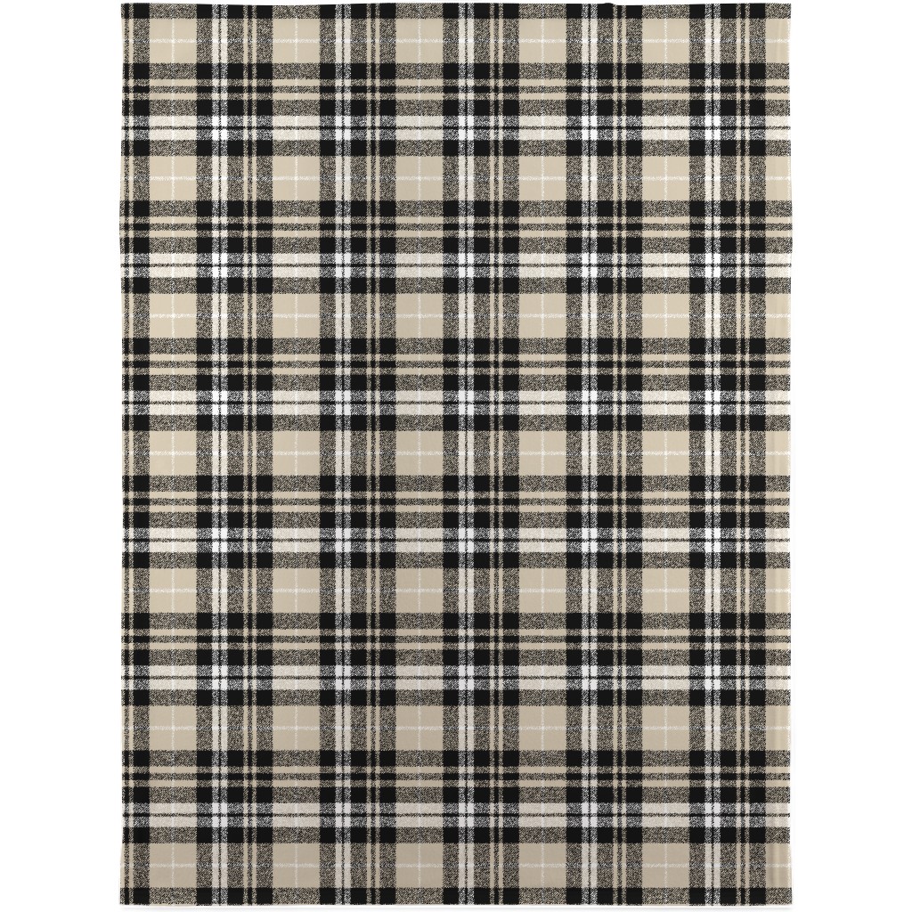 Fall Plaid Blanket, Plush Fleece, 30x40, Beige