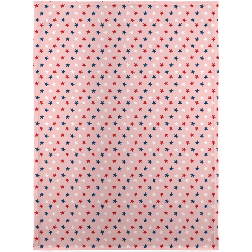 Patriotic Stars Blanket, Plush Fleece, 30x40, Pink, Bright Pink