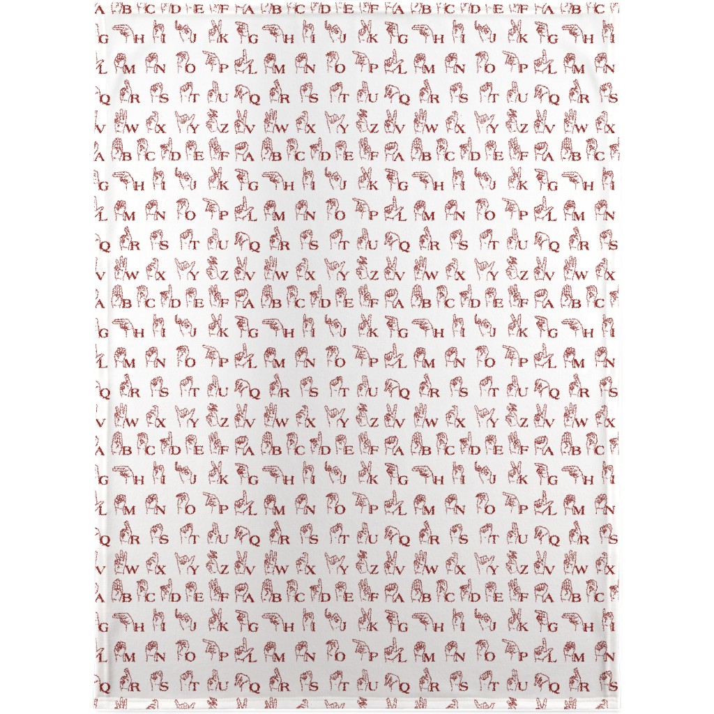 Sign Language Alphabet Blanket, Plush Fleece, 30x40, Brown