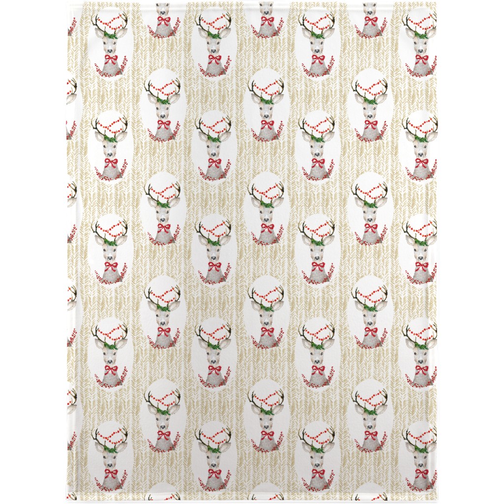 Holiday Fancy Deer Blanket, Plush Fleece, 30x40, Multicolor