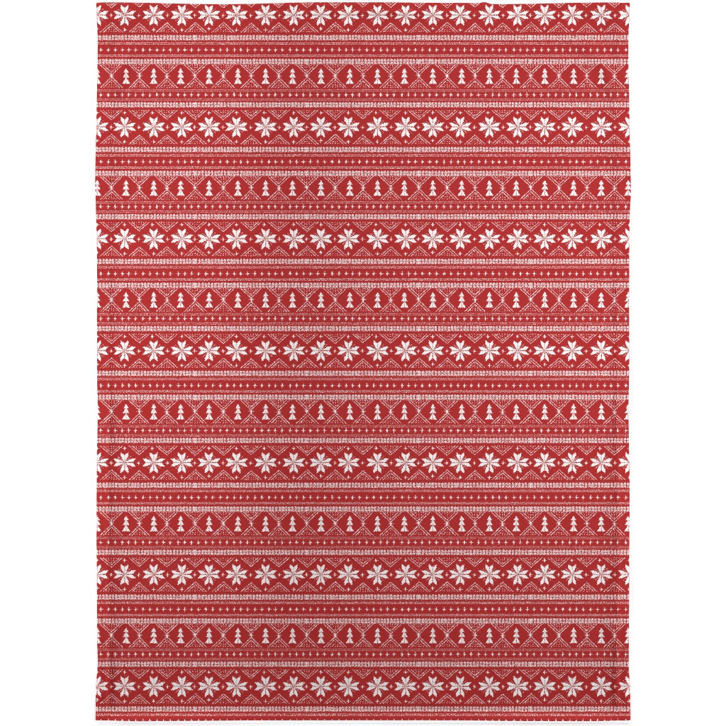 Nordic Sweater - Red Blanket, Plush Fleece, 30x40, Red, Red