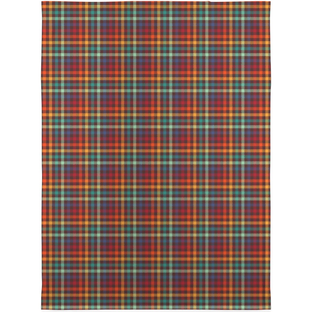 Retro Rainbow Plaid Blanket, Plush Fleece, 30x40, Multicolor