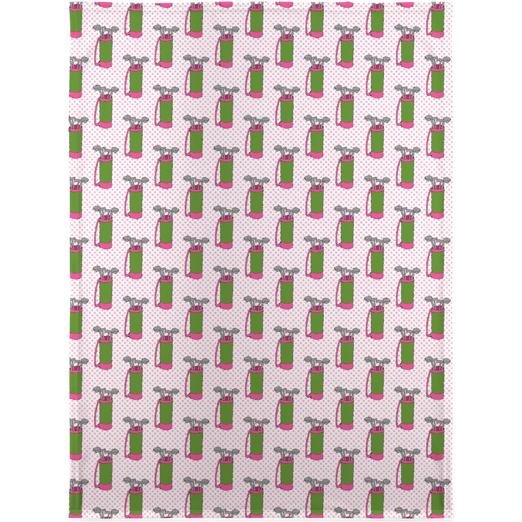 Golf Club Pattern - Green and Pink Blanket, Plush Fleece, 30x40, Pink