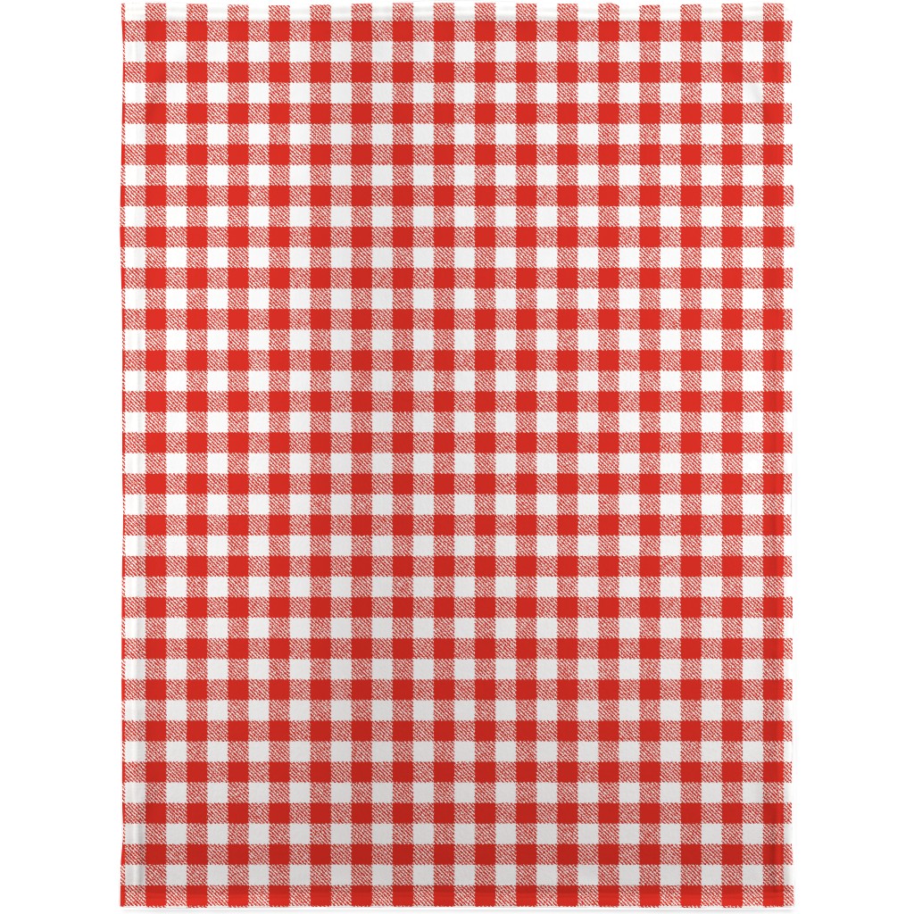 Red Gingham Pattern Blanket, Plush Fleece, 30x40, Red, Red