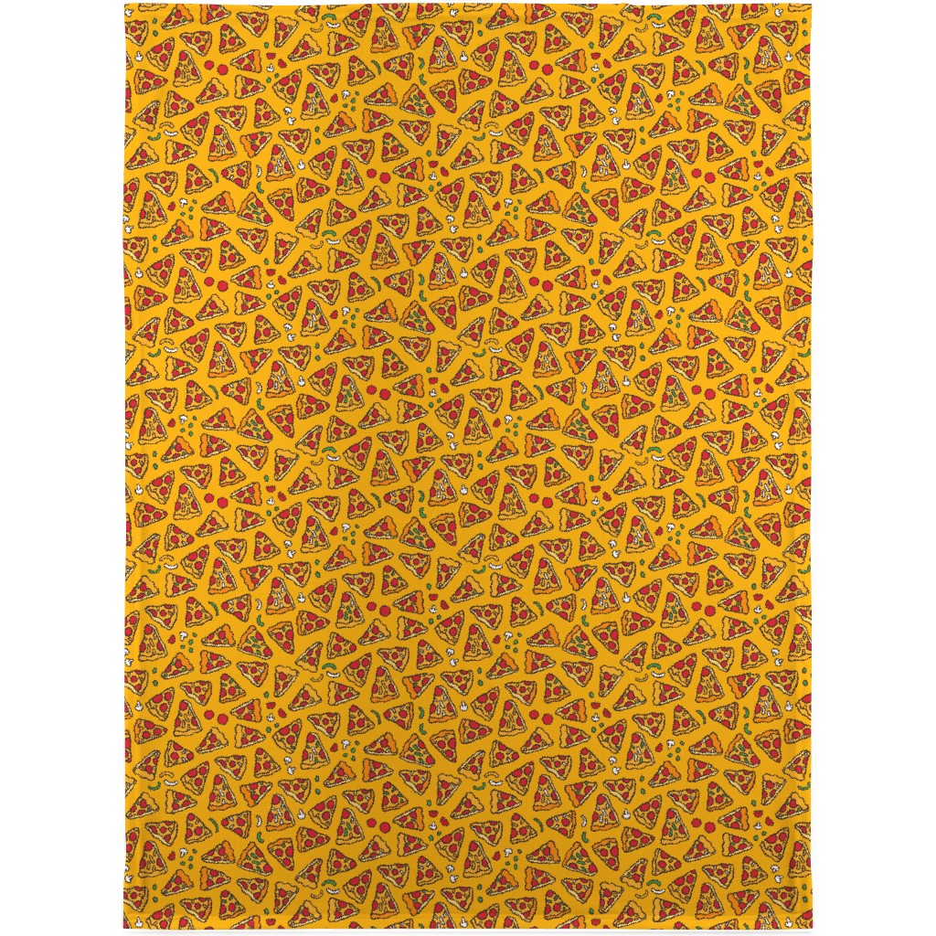 Pizza Pattern Blanket, Plush Fleece, 30x40, Yellow, Eggyolk