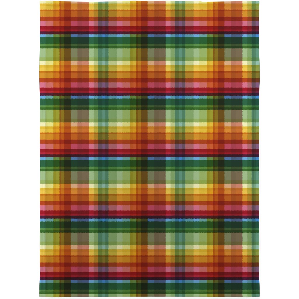 Gingham Rainbow Check Blanket, Plush Fleece, 30x40, Multicolor