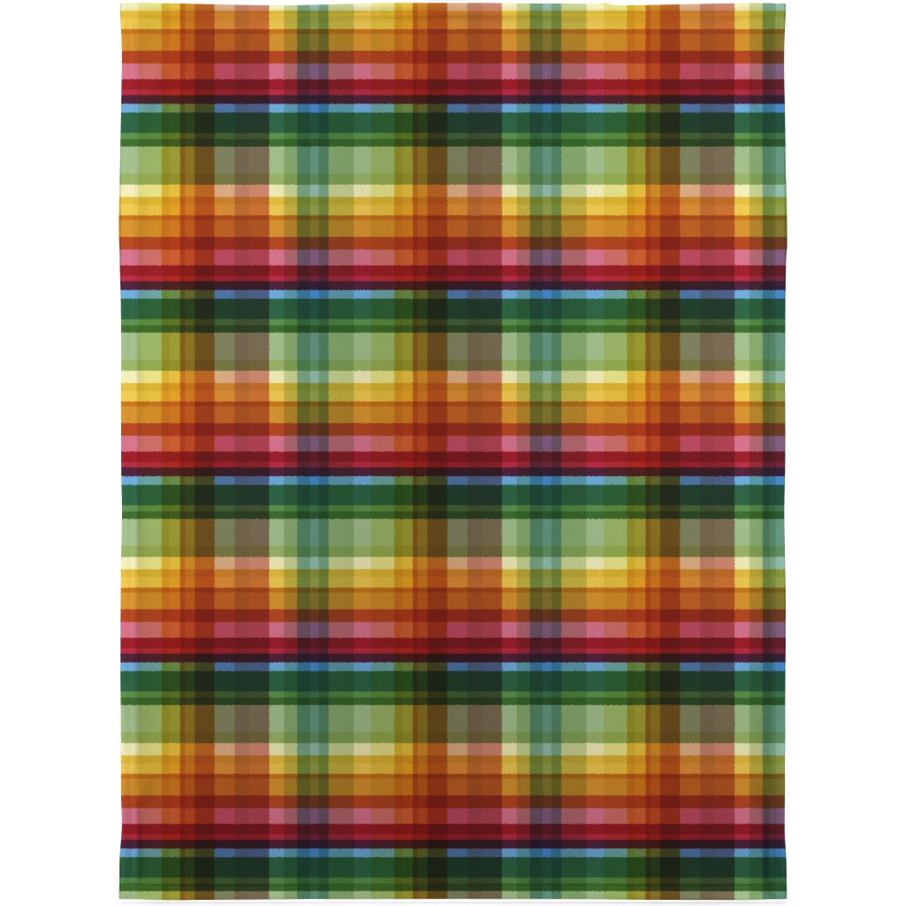 Gingham Rainbow Check Blanket, Plush Fleece, 30x40, Multicolor