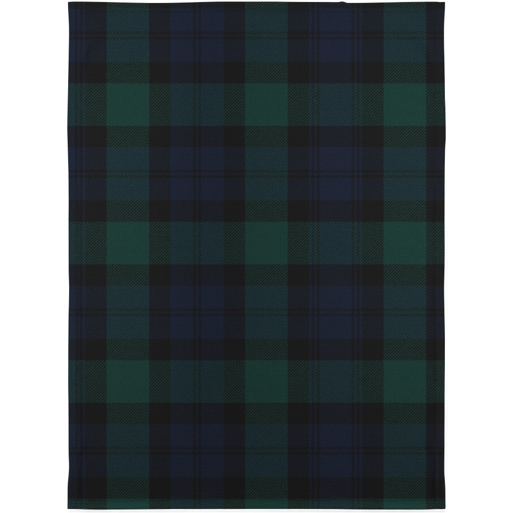 Blackwatch Tartan - Black Blanket, Plush Fleece, 30x40, Black, Black