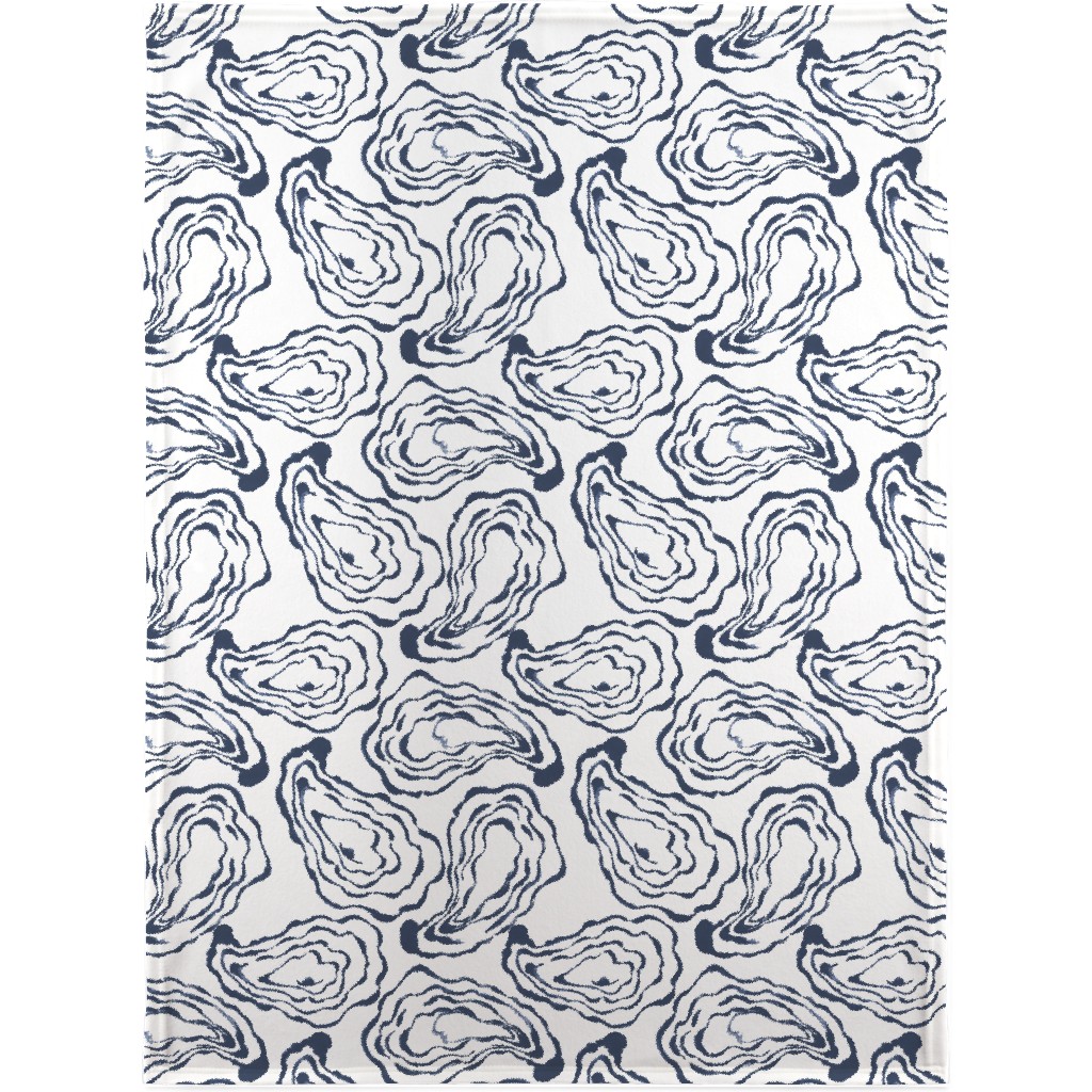Oysters Paisley - Navy Blanket, Plush Fleece, 30x40, Blue