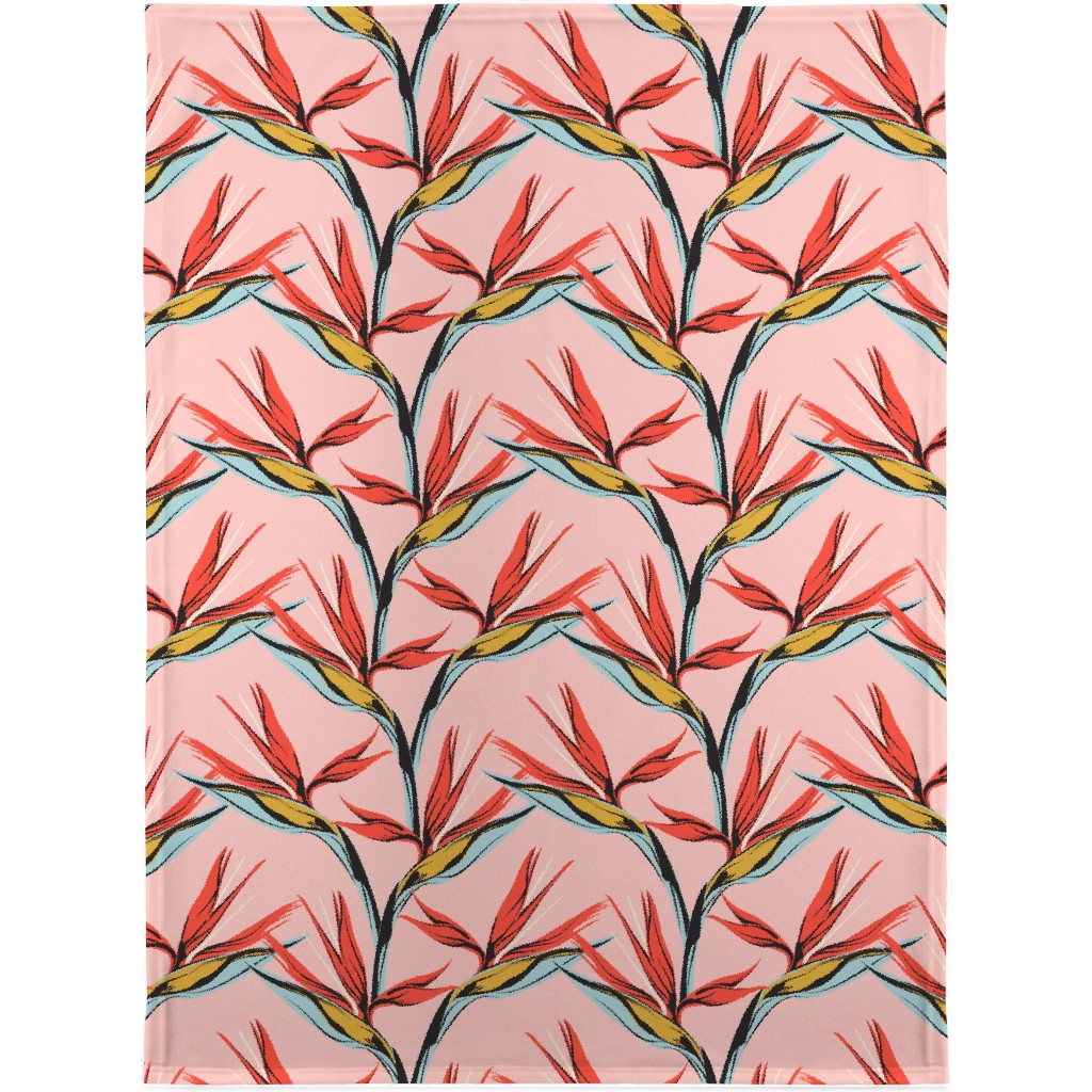 Bird of Paradise Blanket, Plush Fleece, 30x40, Pink