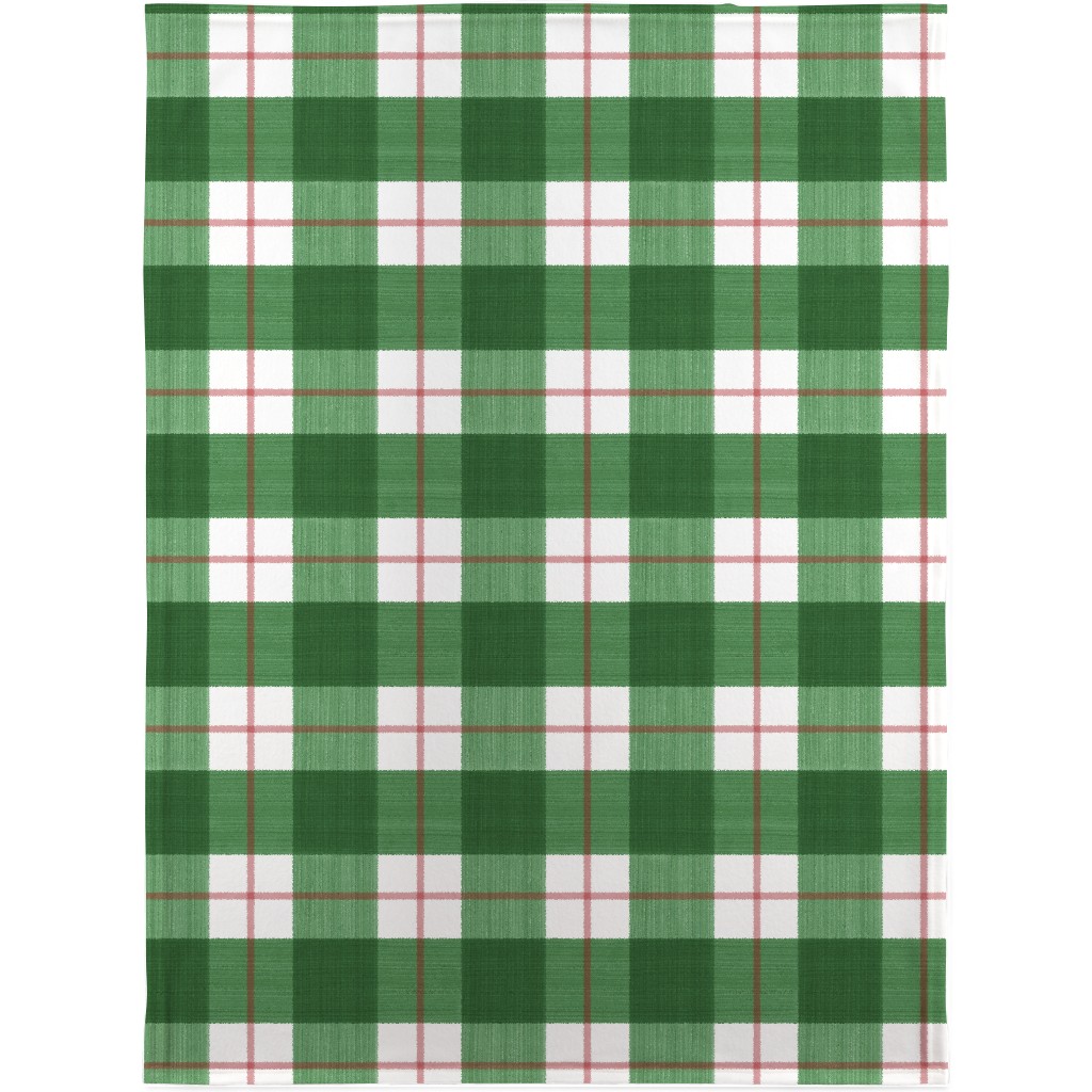 Double Plaid Blanket, Plush Fleece, 30x40, Green