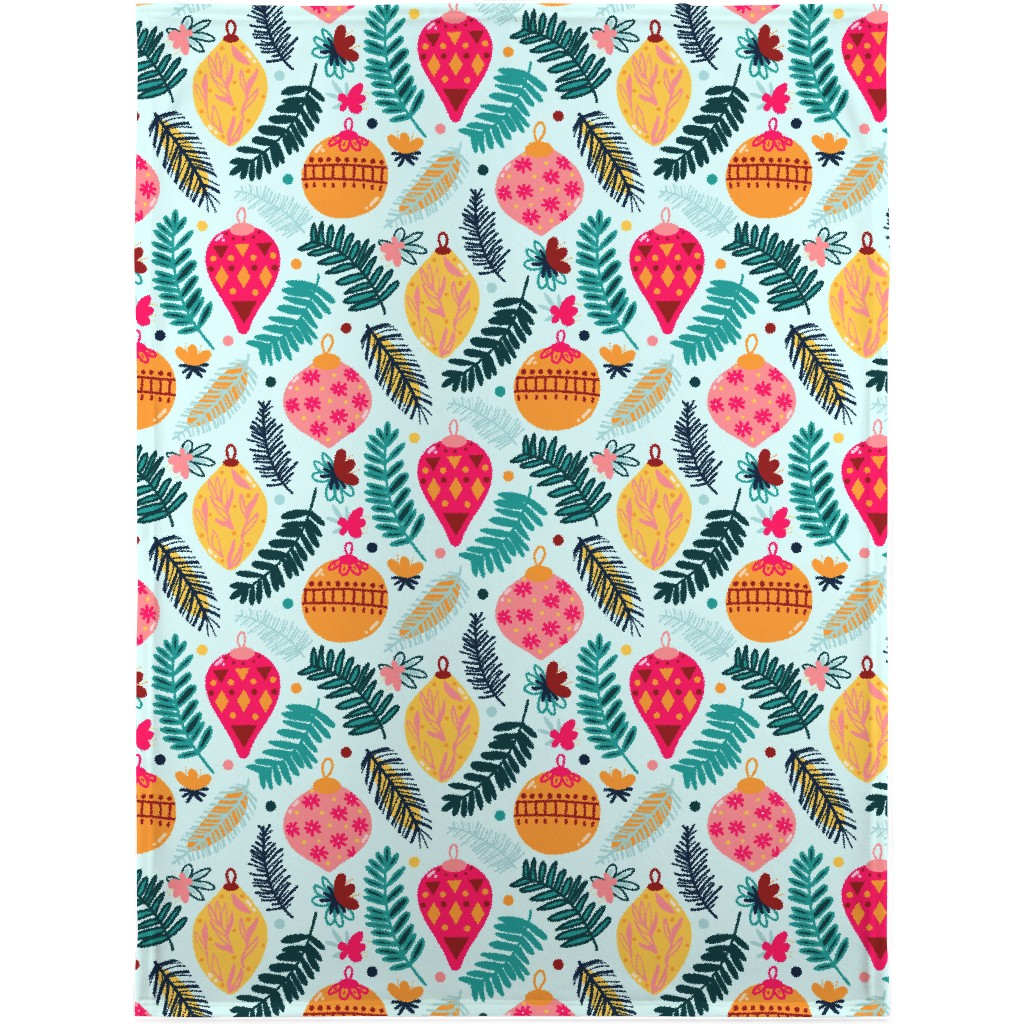 Colorful Christmas - Blue Blanket, Plush Fleece, 30x40, Multicolor