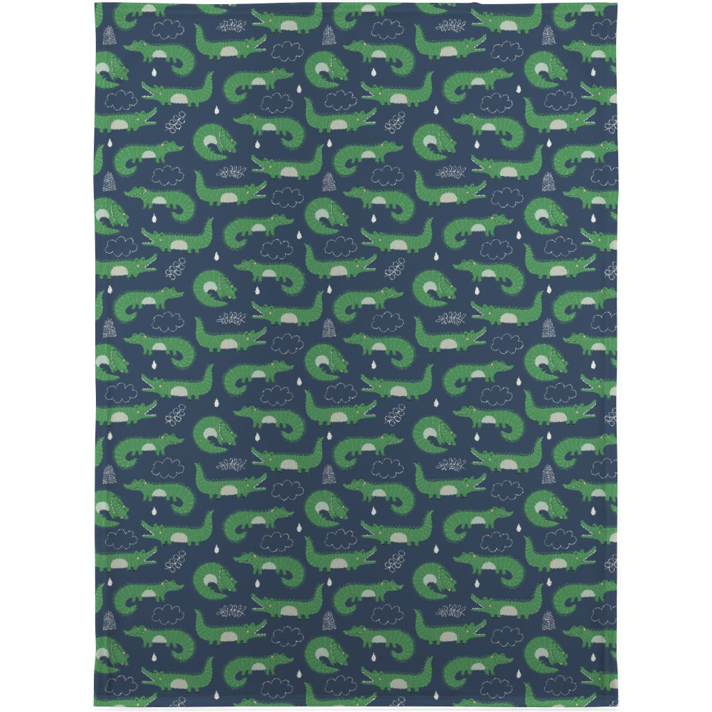 Cute Alligators - Green Blanket, Plush Fleece, 30x40, Green, Classic Green