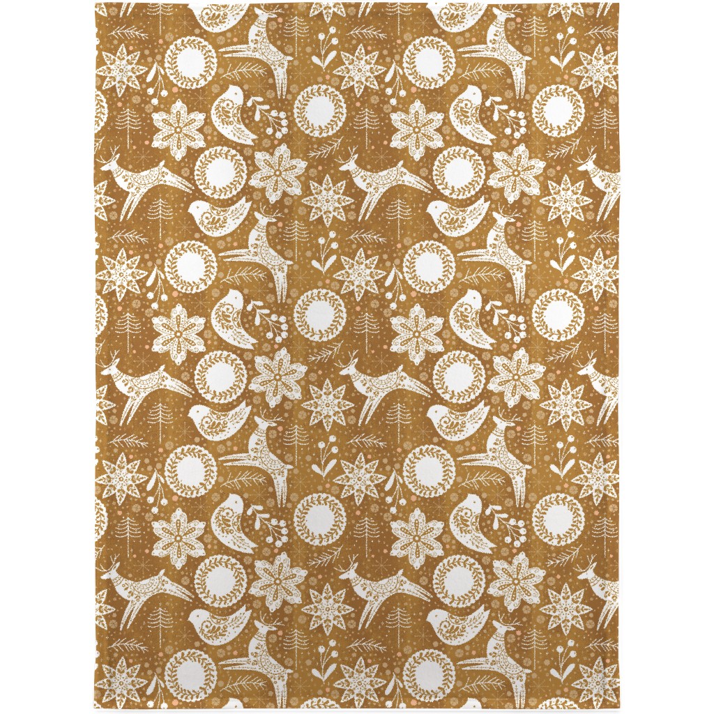 Gingerbread Forest - Brown & White Blanket, Plush Fleece, 30x40, Brown