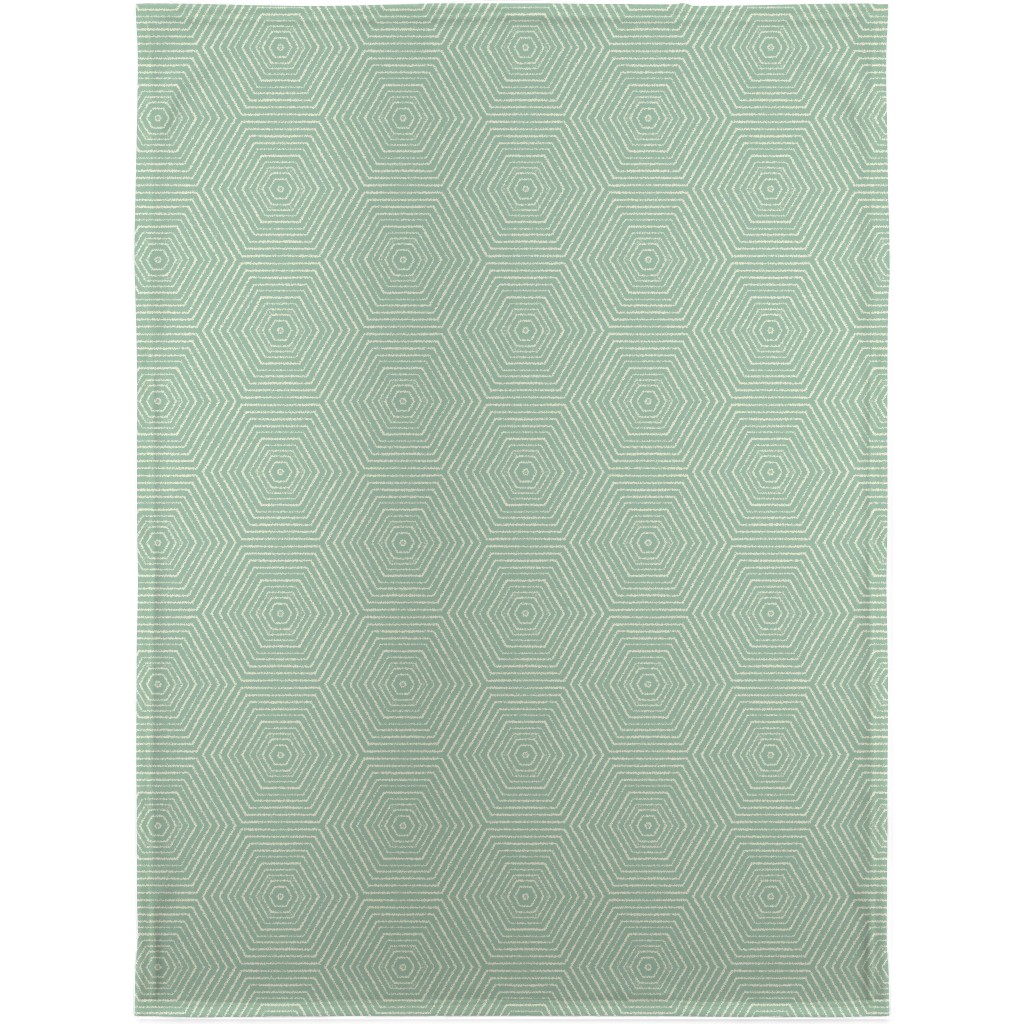 Concentric Hexagons Blanket, Plush Fleece, 30x40, Green