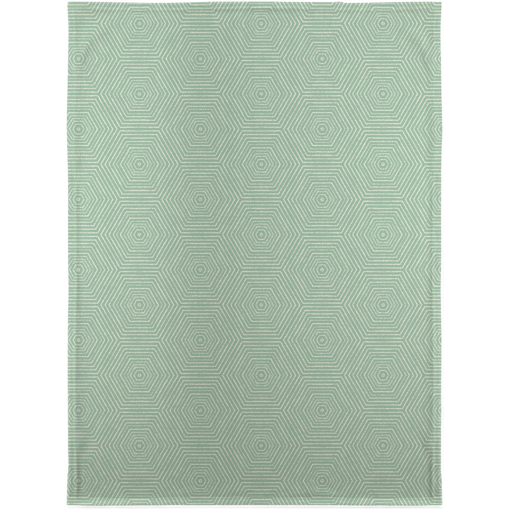 Concentric Hexagons Blanket, Plush Fleece, 30x40, Green, Aloe