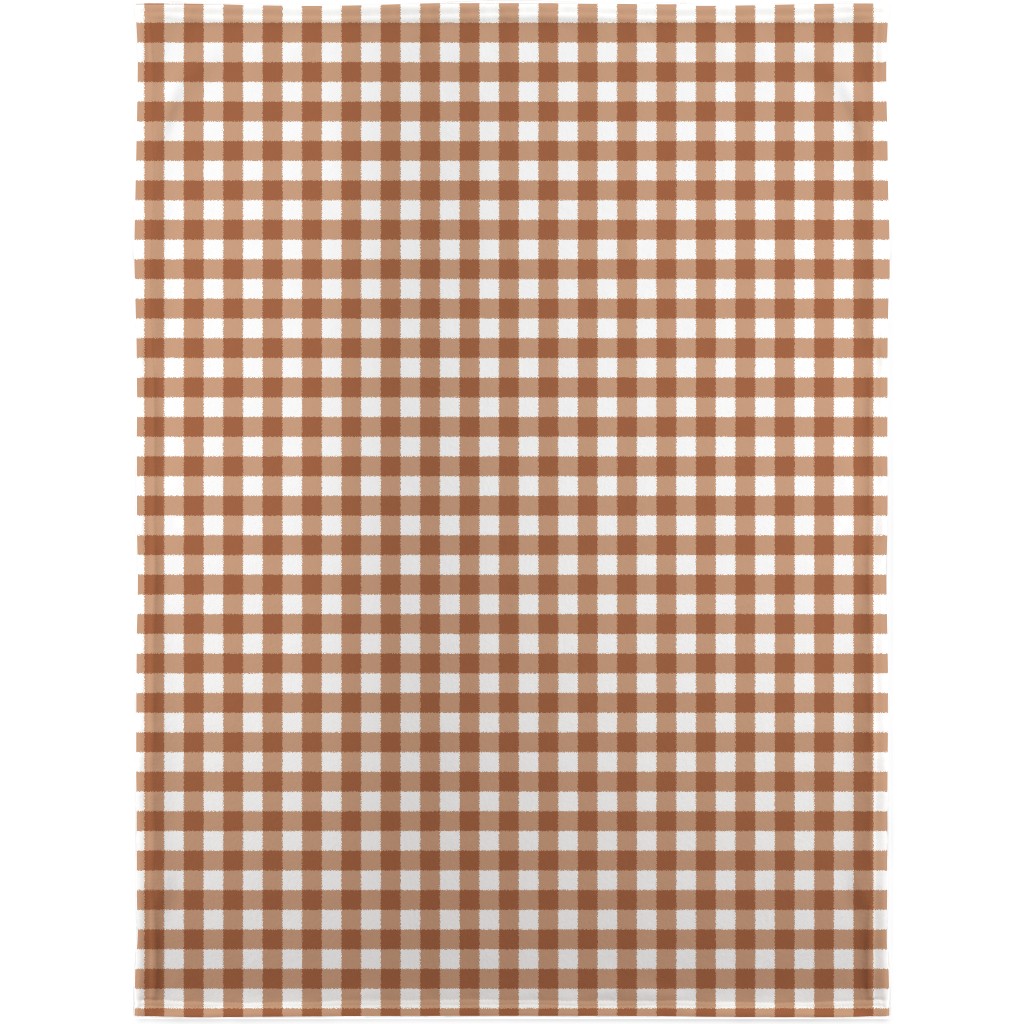 Gingham Plaid Check Blanket, Plush Fleece, 30x40, Brown, Toast