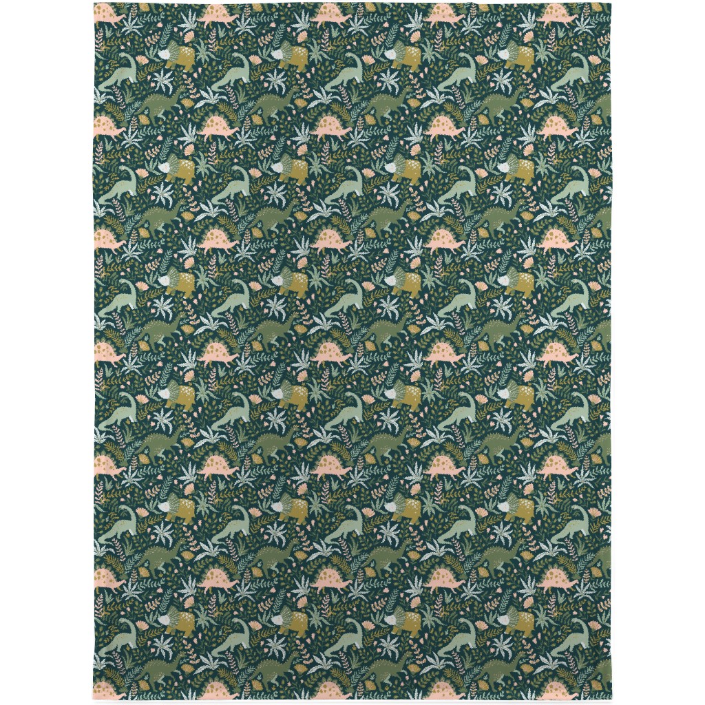 Dino - Green Blanket, Plush Fleece, 30x40, Green