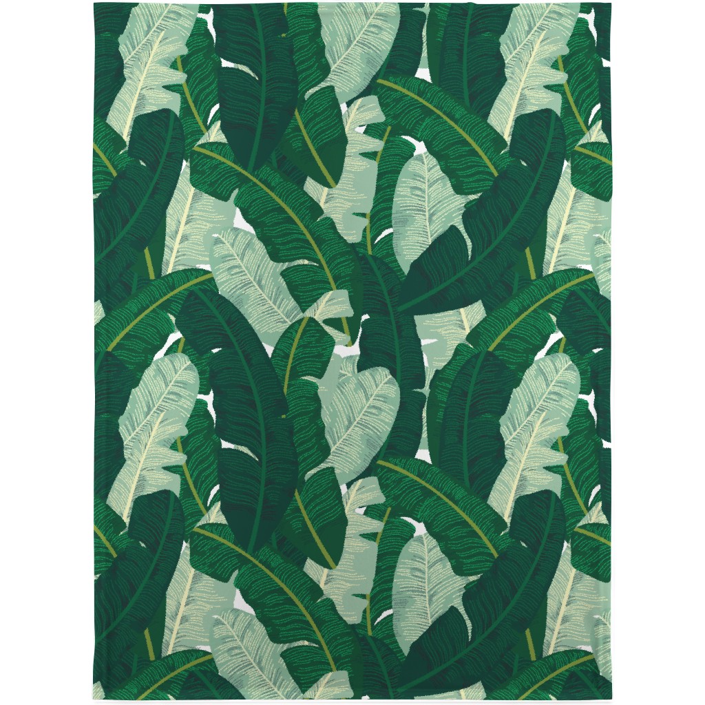 Classic Banana Leaves - Palm Springs Green Blanket, Plush Fleece, 30x40, Green