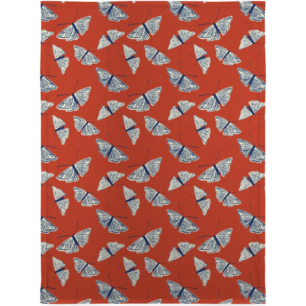 Moths - Rust Blanket, Plush Fleece, 30x40, Red