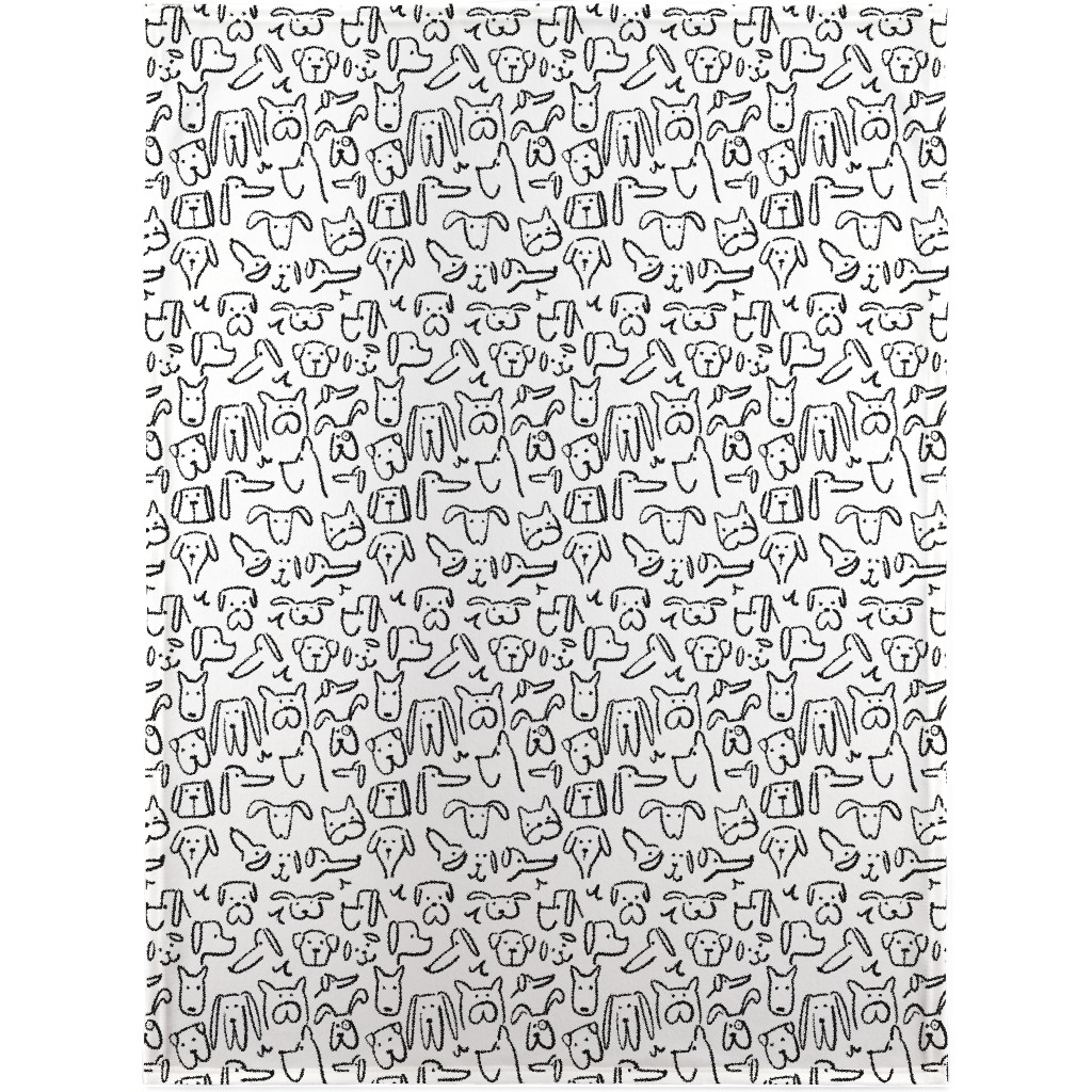 Playful Pups - Black and White Blanket, Plush Fleece, 30x40, White, White