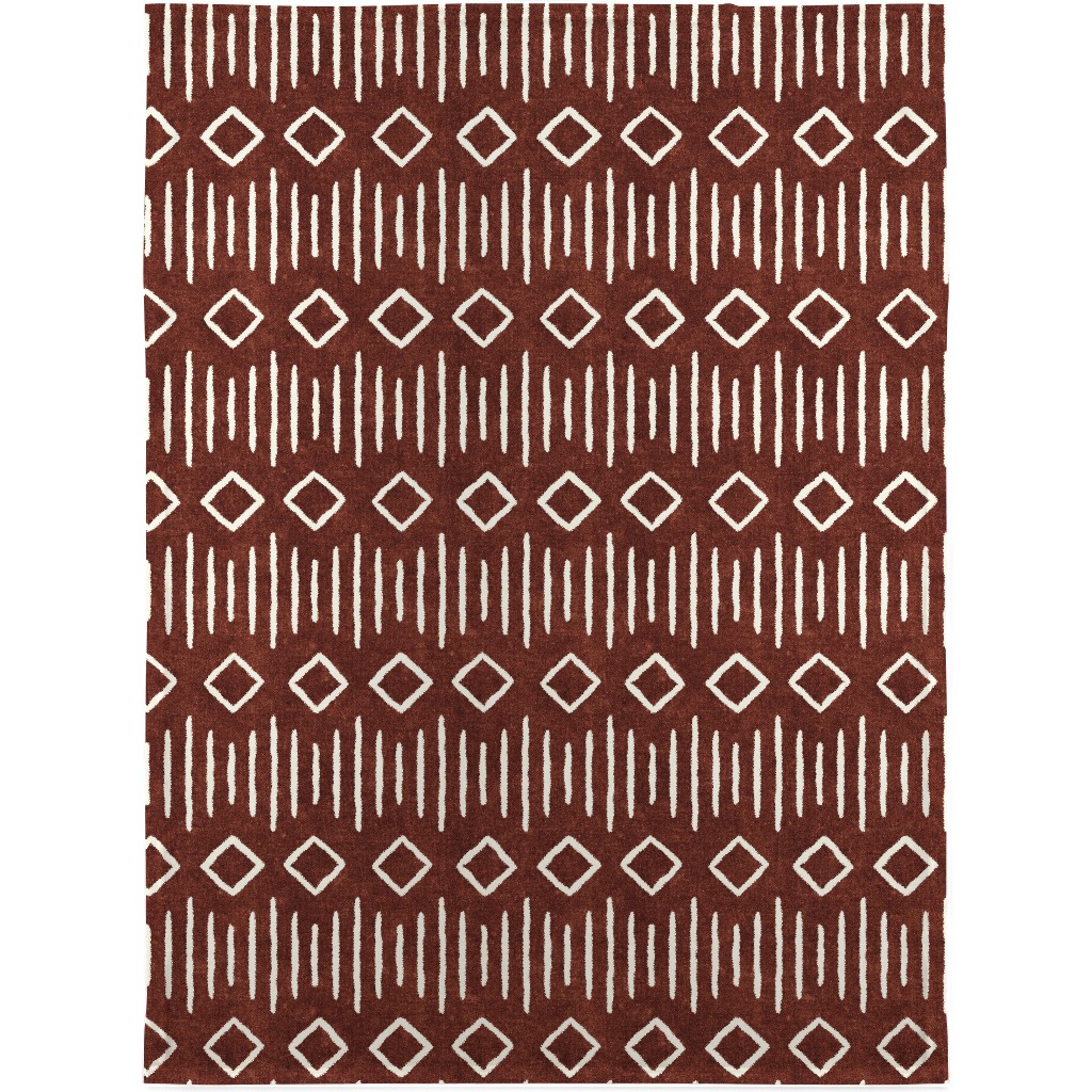 Diamond Mud Cloth Blanket, Plush Fleece, 30x40, Brown, Chestnut