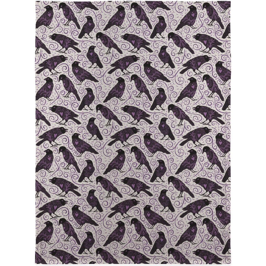 Raven - Ivory Blanket, Plush Fleece, 30x40, Purple, Purple