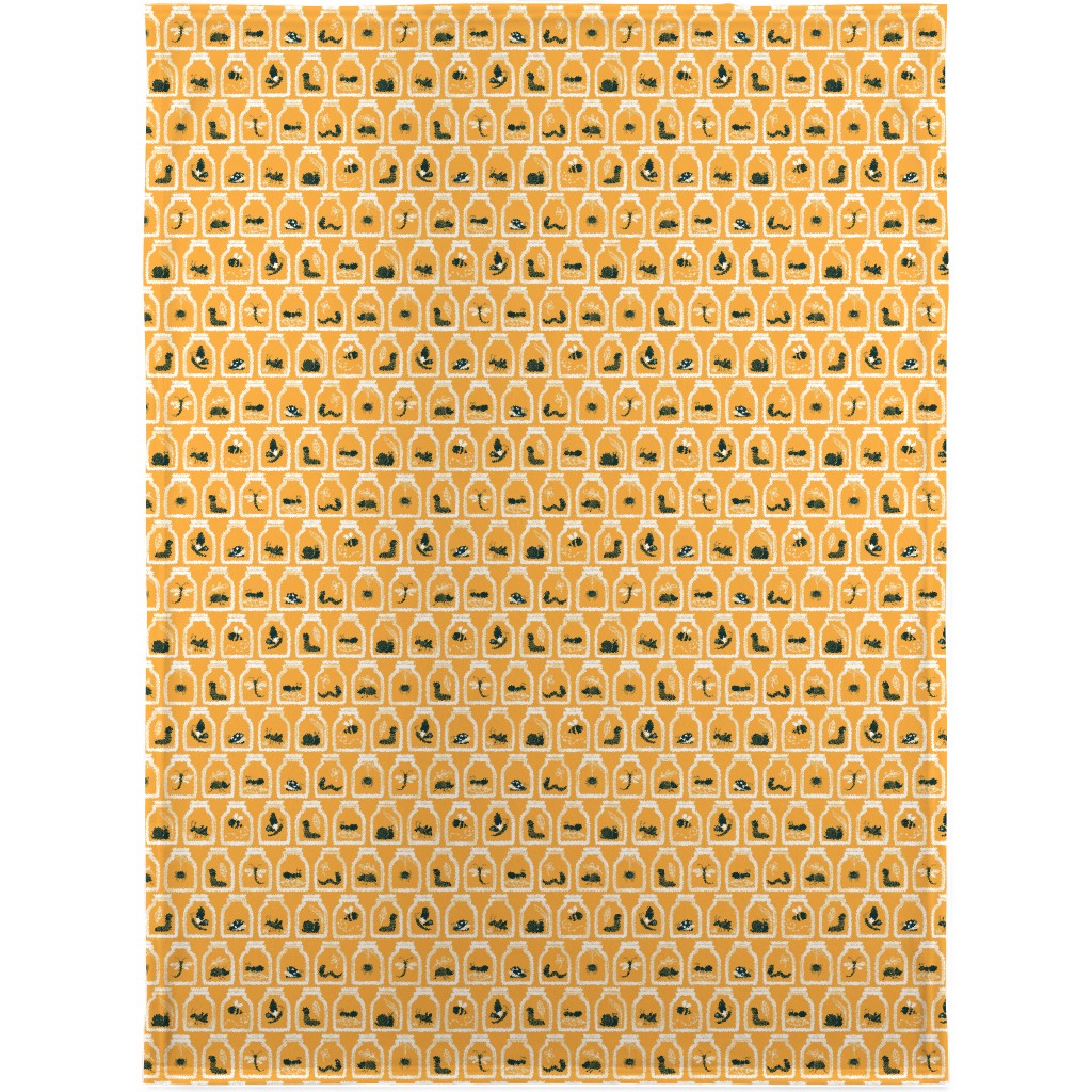 a Collection of Bugs Blanket, Plush Fleece, 30x40, Yellow, Eggyolk