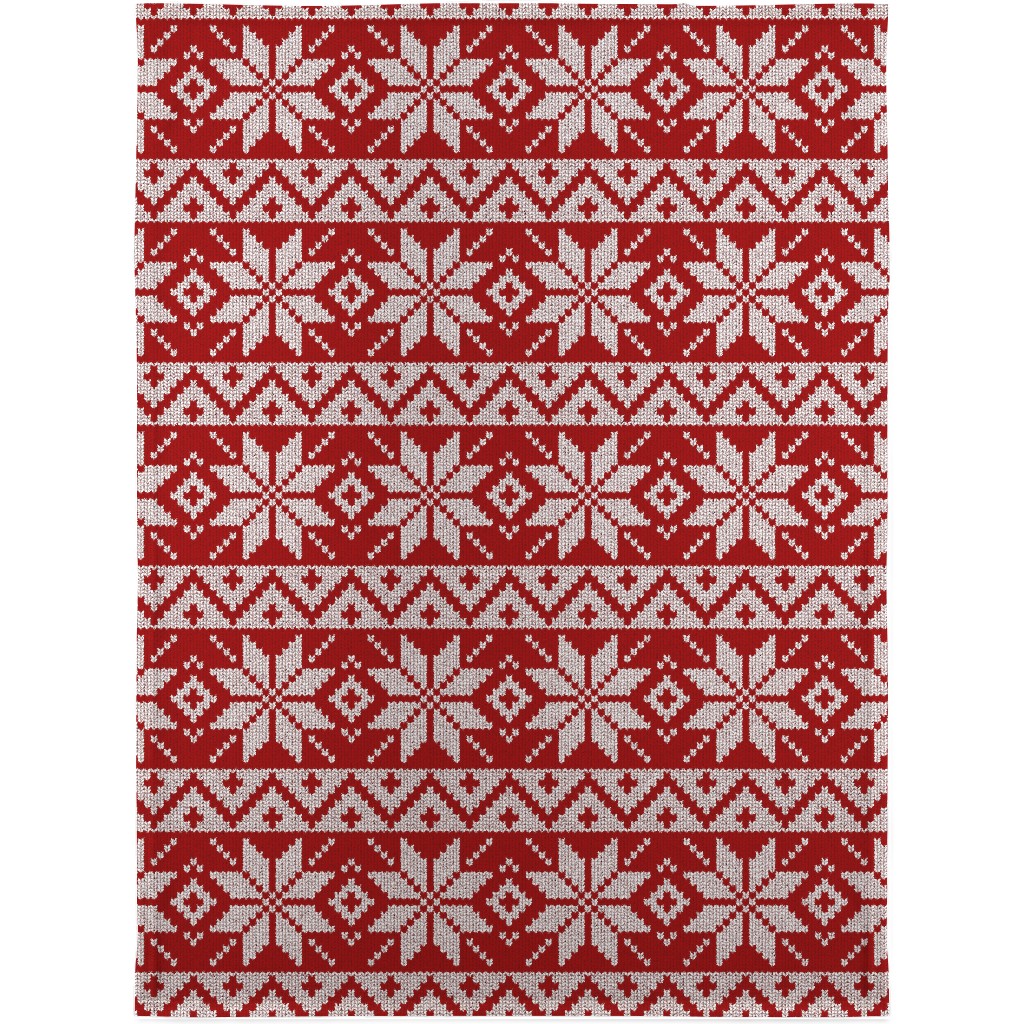 Christmas Knit - Red Blanket, Plush Fleece, 30x40, Red, Red