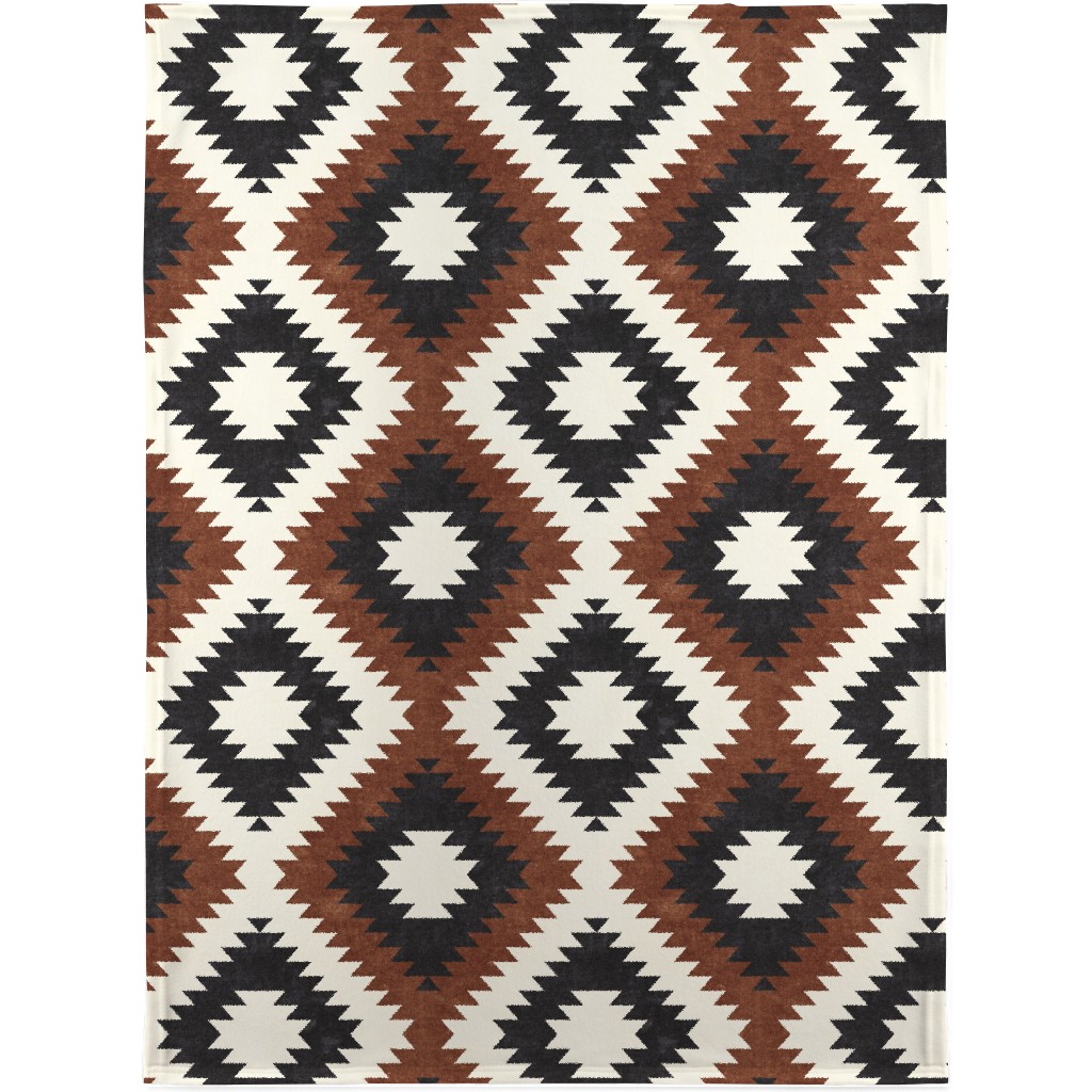 Southwest Geometric Diamond - Light Blanket, Plush Fleece, 30x40, Brown, Brown