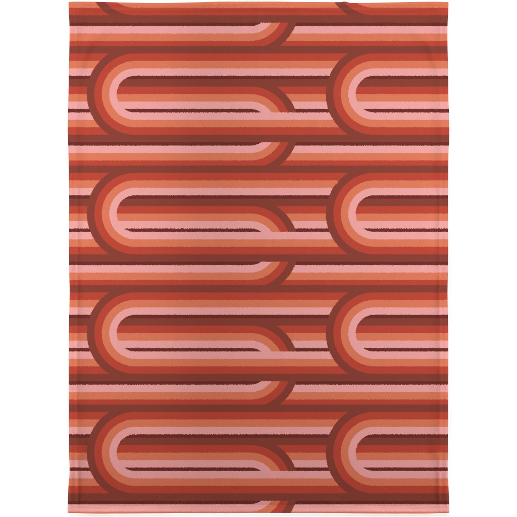 Retro Road - Mauve Multi Blanket, Plush Fleece, 30x40, Red, Red