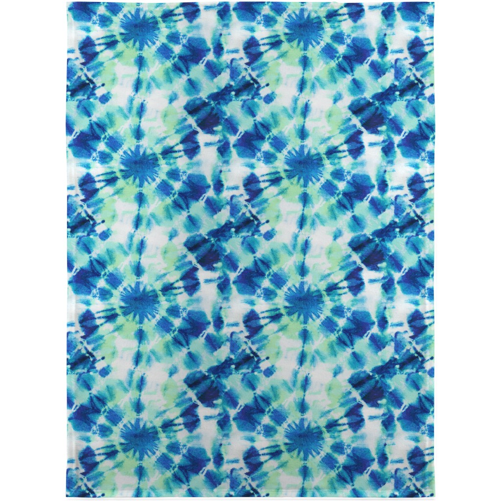 Tie Dye Ink Splat Indigo and Green Blanket, Plush Fleece, 30x40, Blue, True Blue