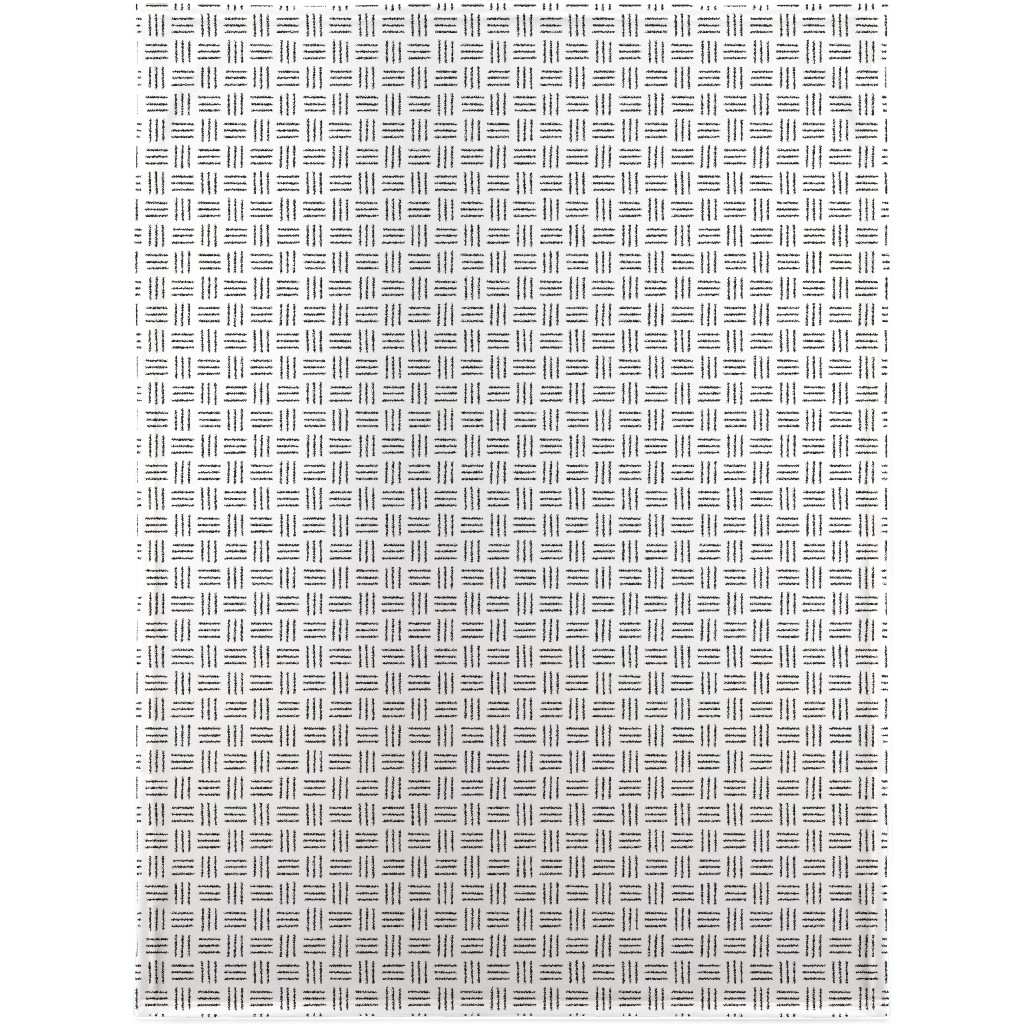Mudcloth Basket Weave - Black on White Blanket, Plush Fleece, 30x40, White, White