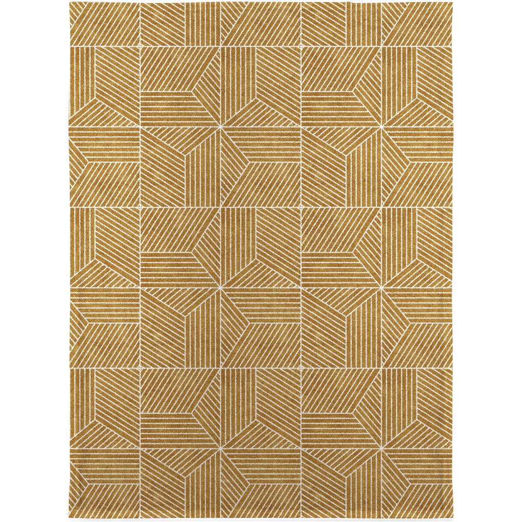Bohemian Geometric Tiles - Mustard Blanket, Plush Fleece, 30x40, Yellow, Classic Yellow