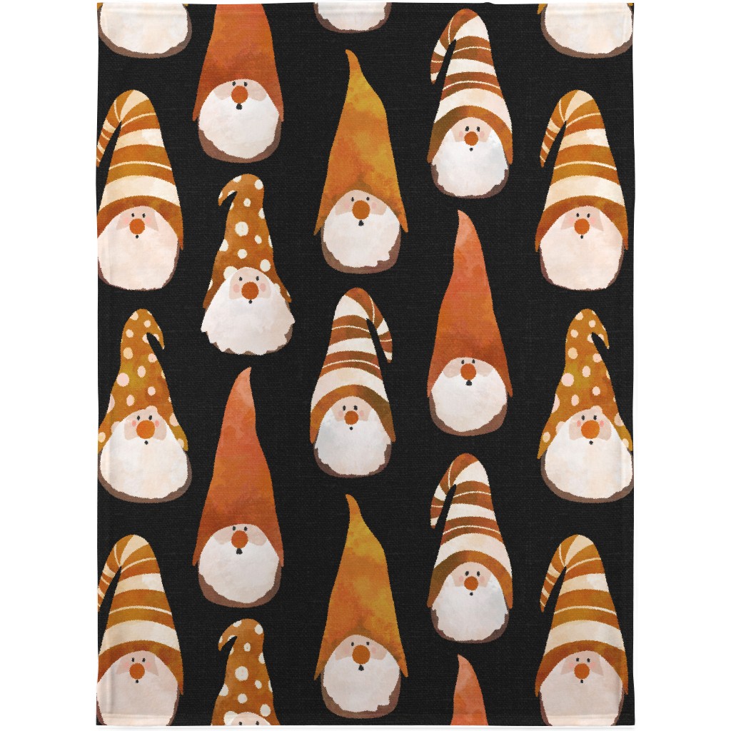 Fall Gnomes - Grey Blanket, Sherpa, 30x40, Orange