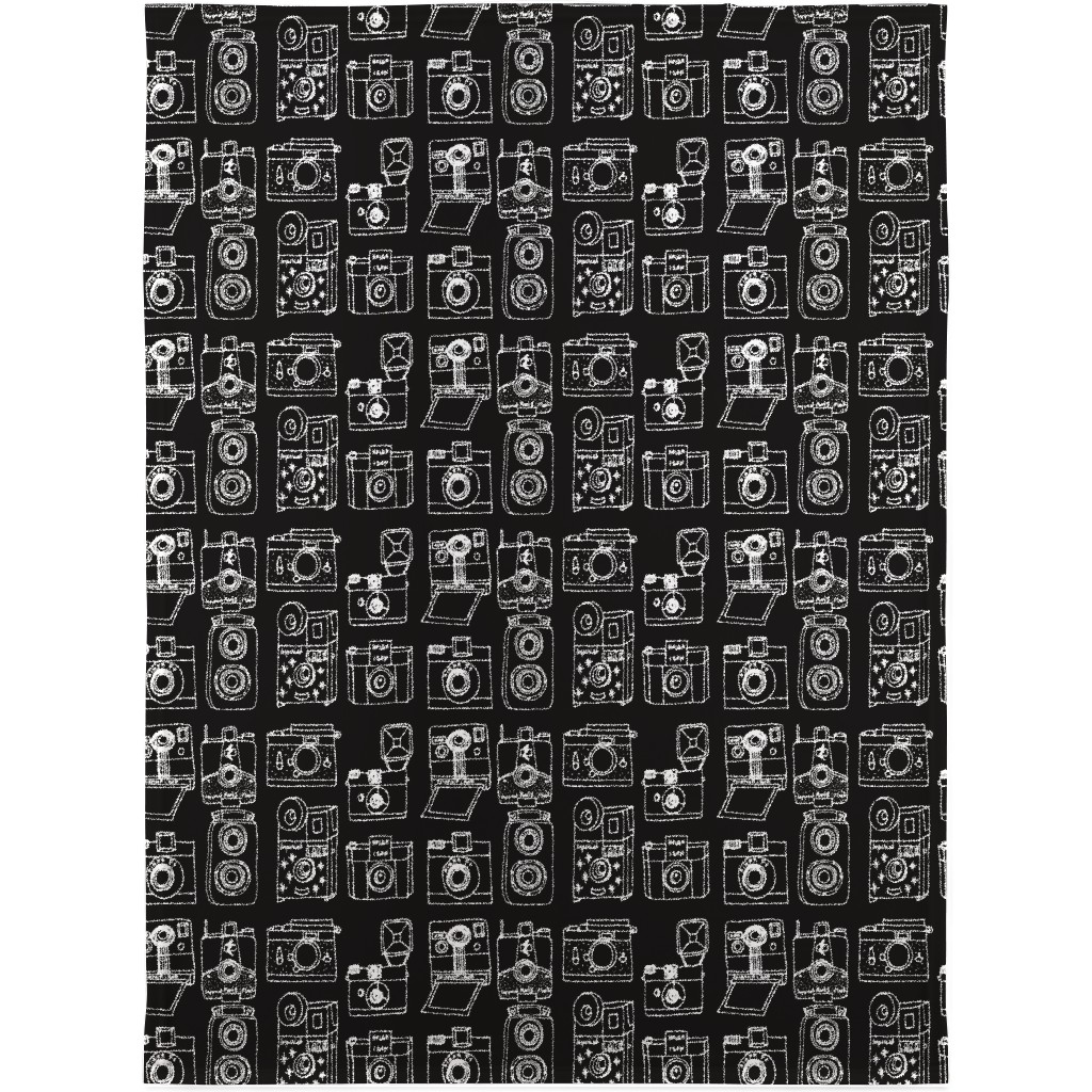 Vintage Cameras - Black and White Blanket, Sherpa, 30x40, Black