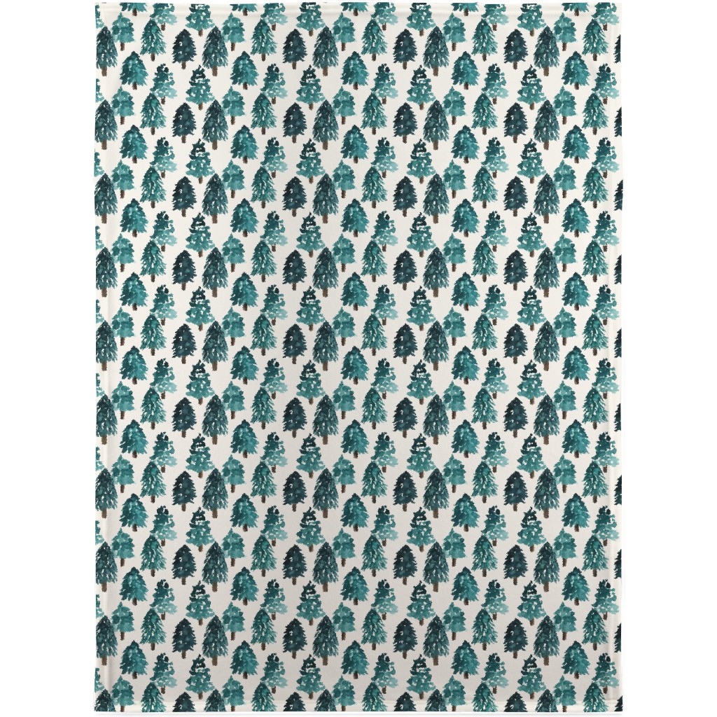 Christmas Trees Dense Forest Blanket, Sherpa, 30x40, Blue, True Blue